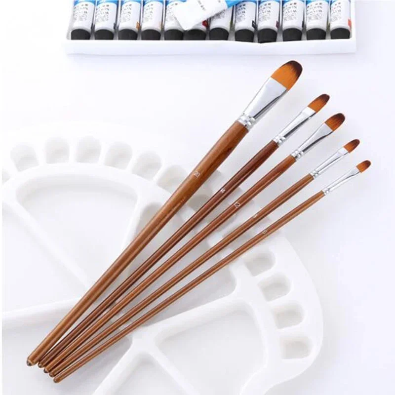 13Pcs/Set Nylon Hair Watercolor Paint Brushes Different Shape Round Plain Tip Gouache Painting Brush Set Art Supplies