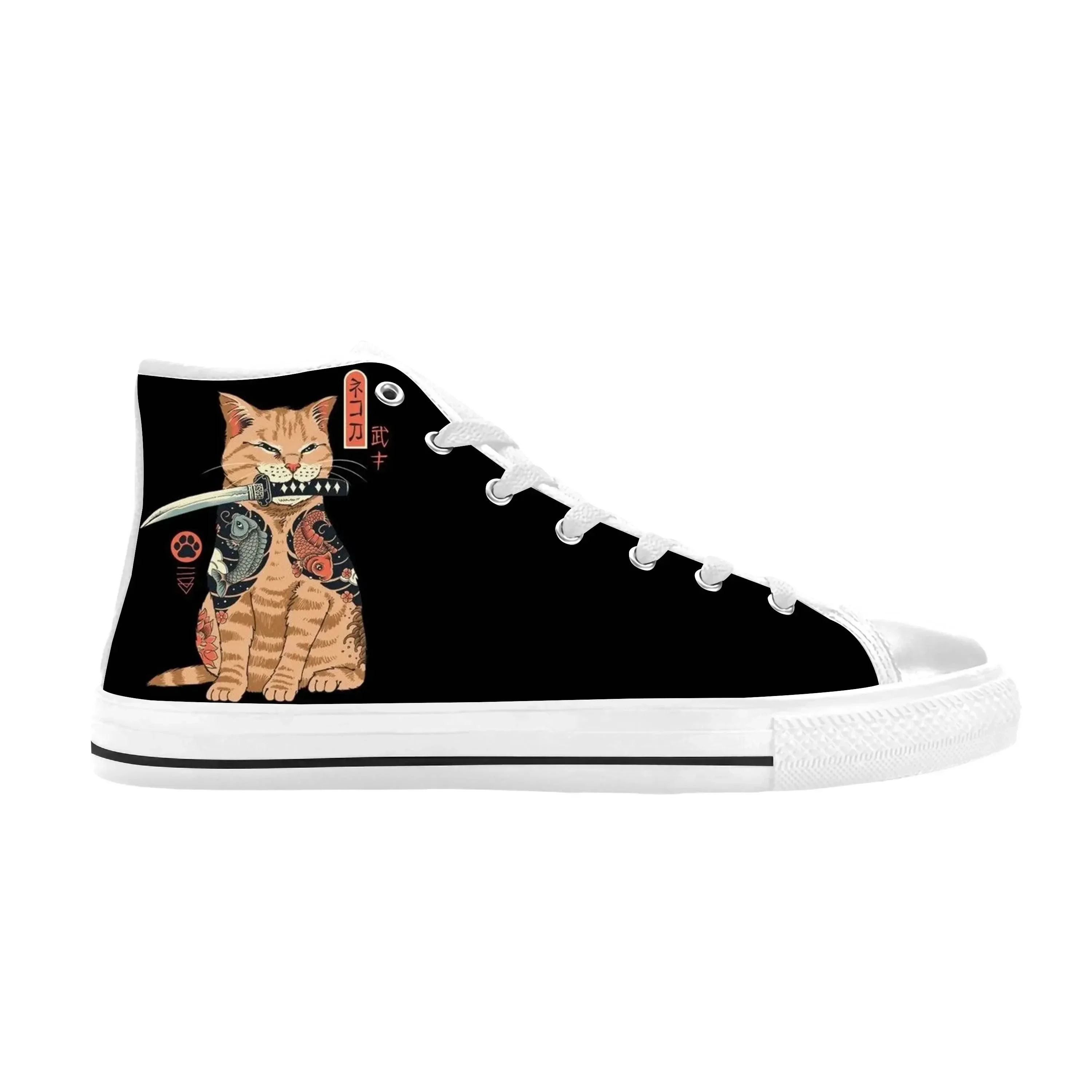 

Japanese Animal Samurai Cat Warrior Ninja Anime Casual Cloth Shoes High Top Comfortable Breathable 3D Print Men Women Sneakers