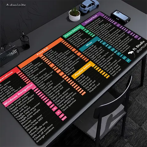 Pc keyboard FL Studio shortcuts mouse pad 90X40 large Table mausepad with seamed anti-slip base Office computer desk mat