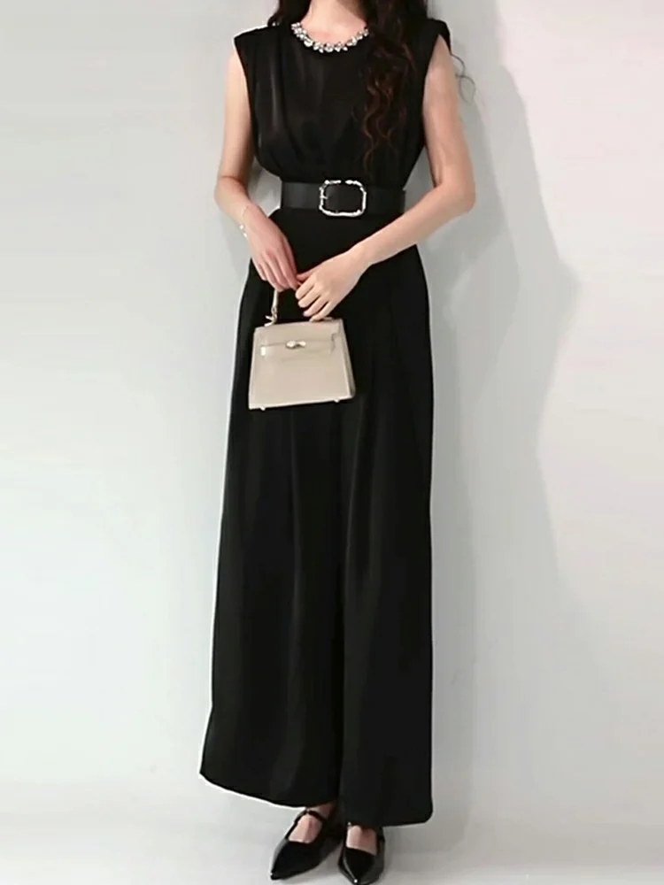 La Chapelle Sli Bla Tuta slim fit a gamba larga Cintura a vita alta Svel Faionable 2025 Abbigliamento estivo da donna