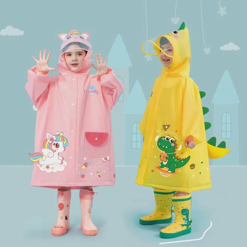 

Children's Long Raincoat Waterproof Breathable One-Piece Design for Heavy Rain Kindergarten Boys Girls School orm
