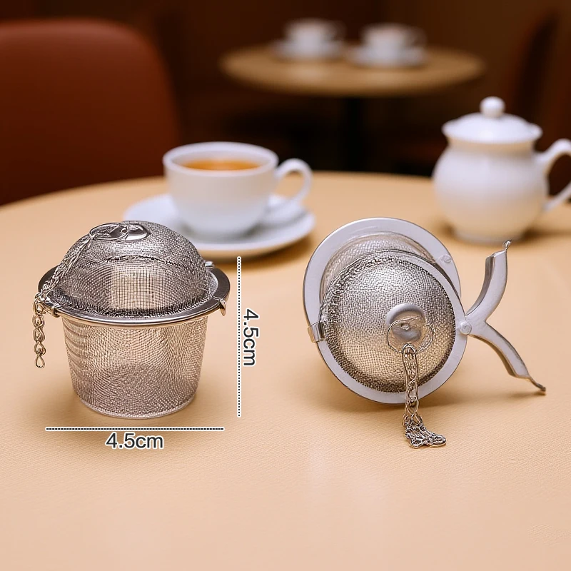 Edelstahl Teekessel Locking Teefilter Tee Gewürz Sieb Gewürz Ball Mesh Kräuter Ball