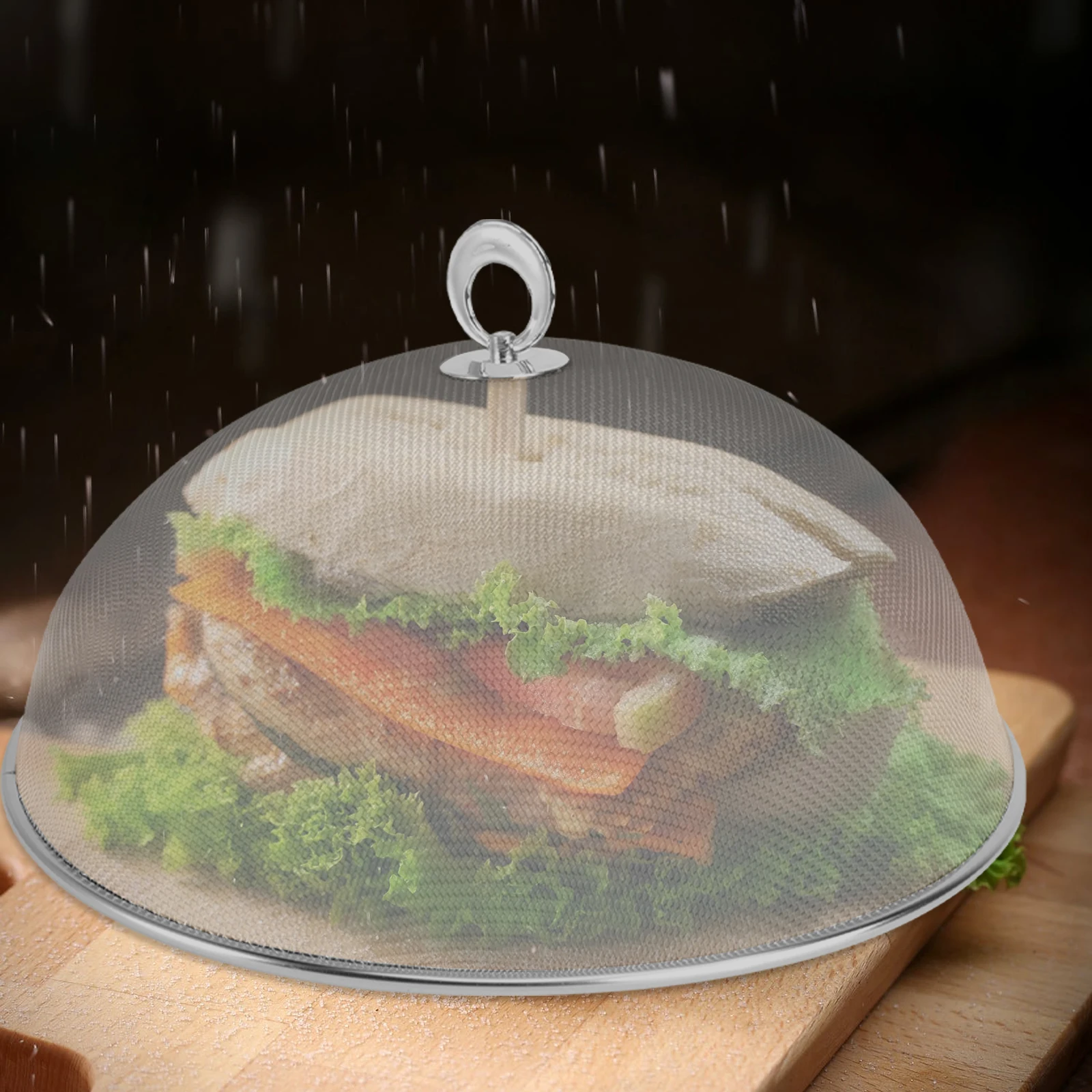 

1 шт., крышка для еды из нержавеющей стали, складная 30 см, серебряная еда, палатка для дома, барбекю, пикника, лагеря, кухонная обеденная посуда, набор