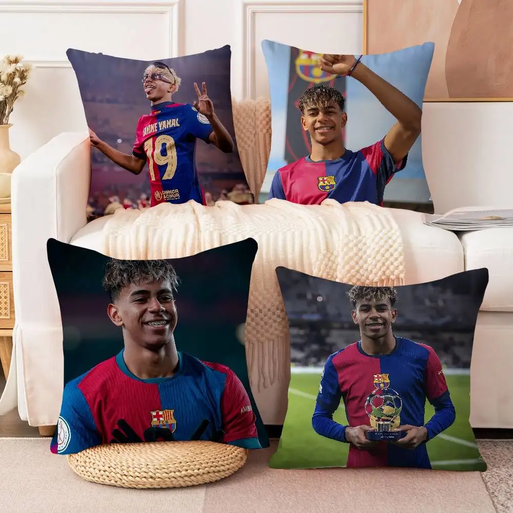

FootBALLSTAR-L-lamine Y-yamal Pillow Covers Cartoon Sofa Decorative Home Double-sided Printing Short Plush Cute Cushion Cover