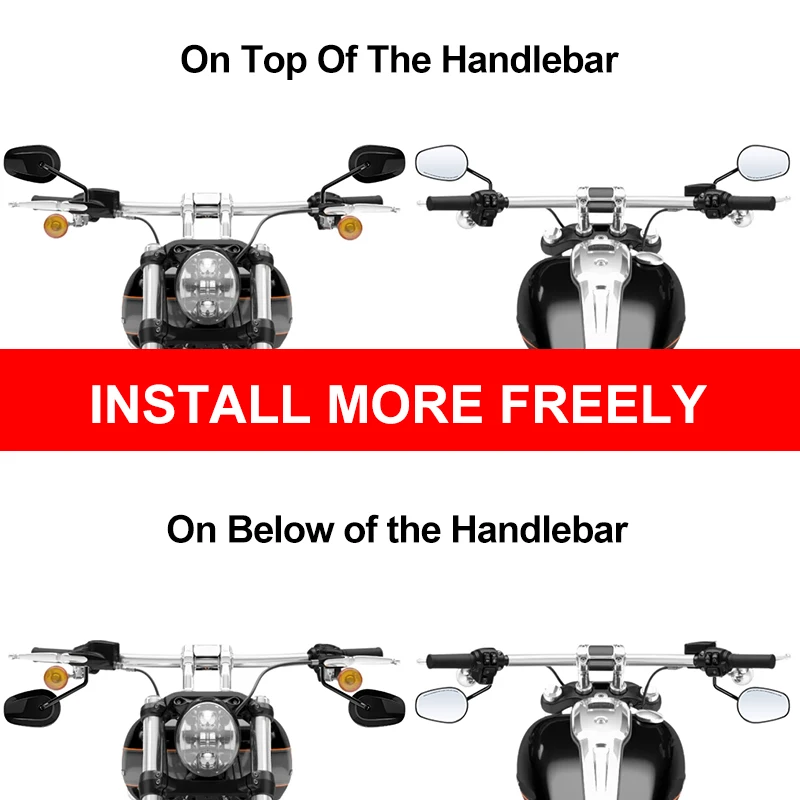 8MM Helle Schwarz Hinten Rück Ansicht Seite Spiegel Für Harley Für Yamaha Für Honda Für Suzuki Spiegel Für Motorrad zubehör