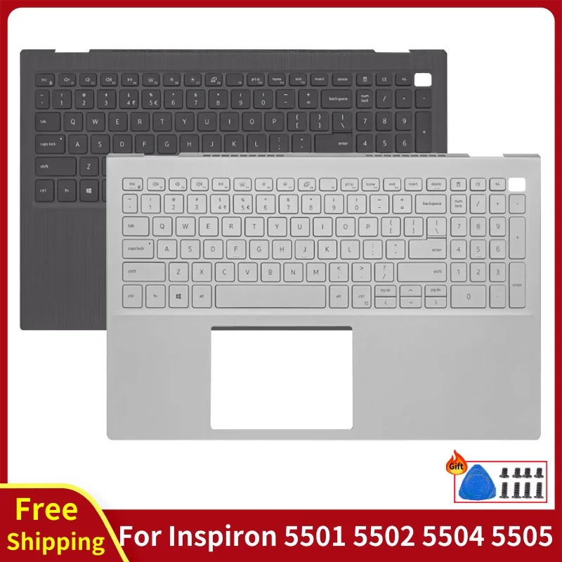 New For Inspiron 5501 5502 5504 5505 Laptop With US Keyboard Palmrest Upper Top Cover Computer Replace Accessories Casing Case