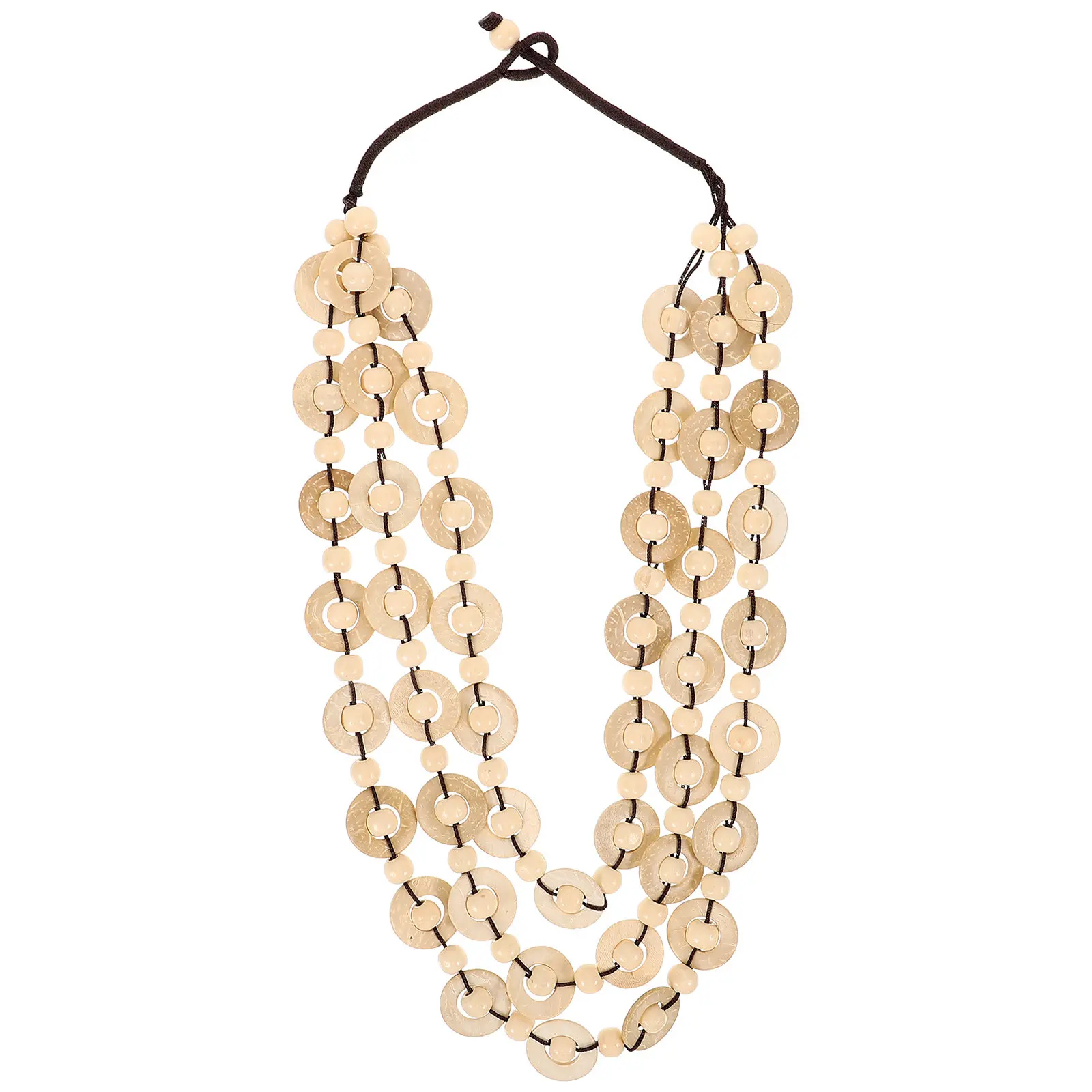 Bohemia Style Retro Necklace Coconut Shell Hand-Knitted Wooden Beads Elegant Charm Pendant Fashion Jewelry for Women Girls