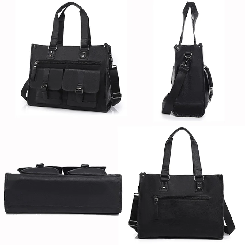 Borsa da uomo d'affari di design di lusso Borsa da ufficio da uomo Tasche multiple Borse per laptop da 13,3 pollici Borsa a tracolla messenger in pelle PU
