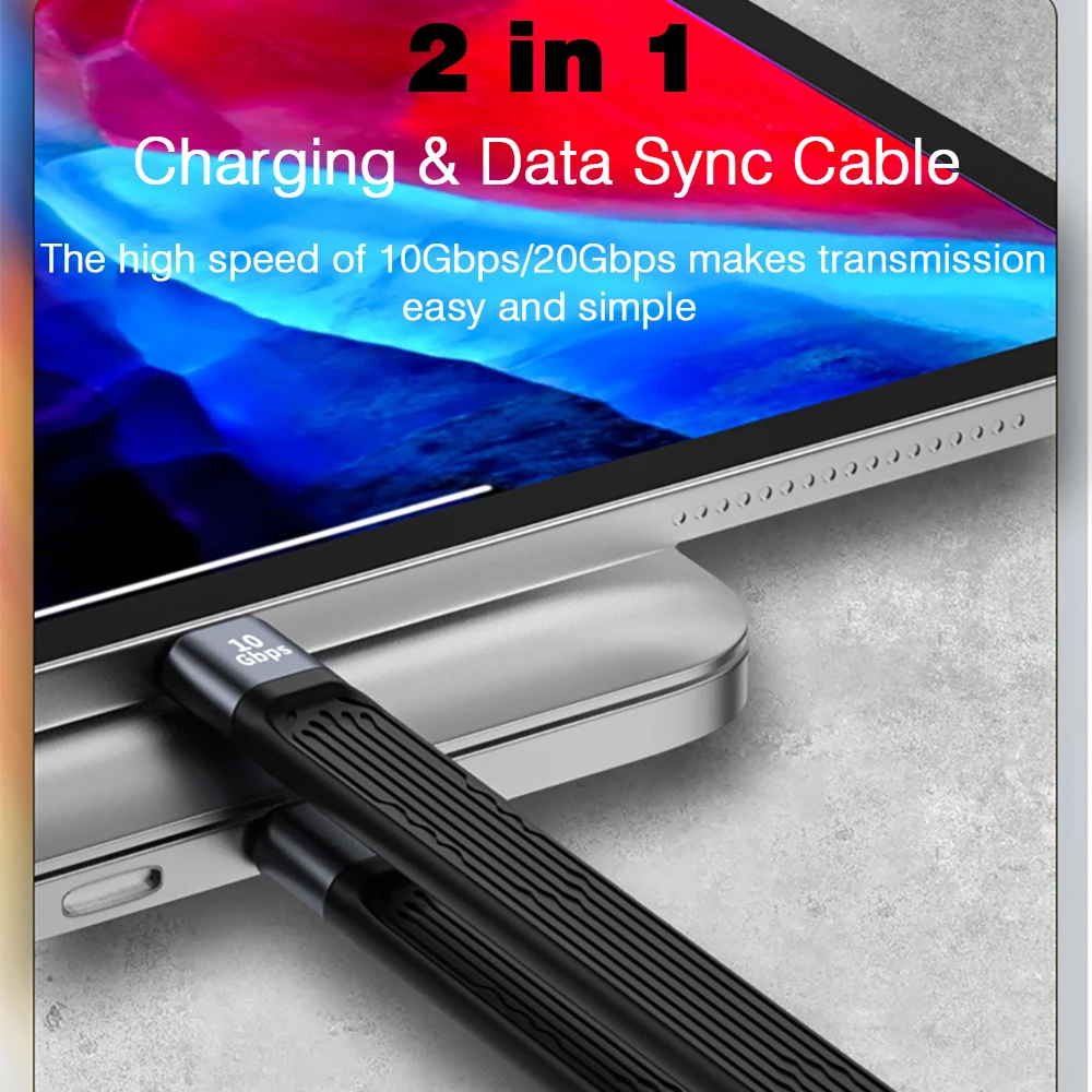 USB para o tipo C conversor de cabos, USB 3.1, 10Gbps, 13cm, PD 100W, adaptador USB OTG, 20Gbps, 22cm, SSD Power Bank