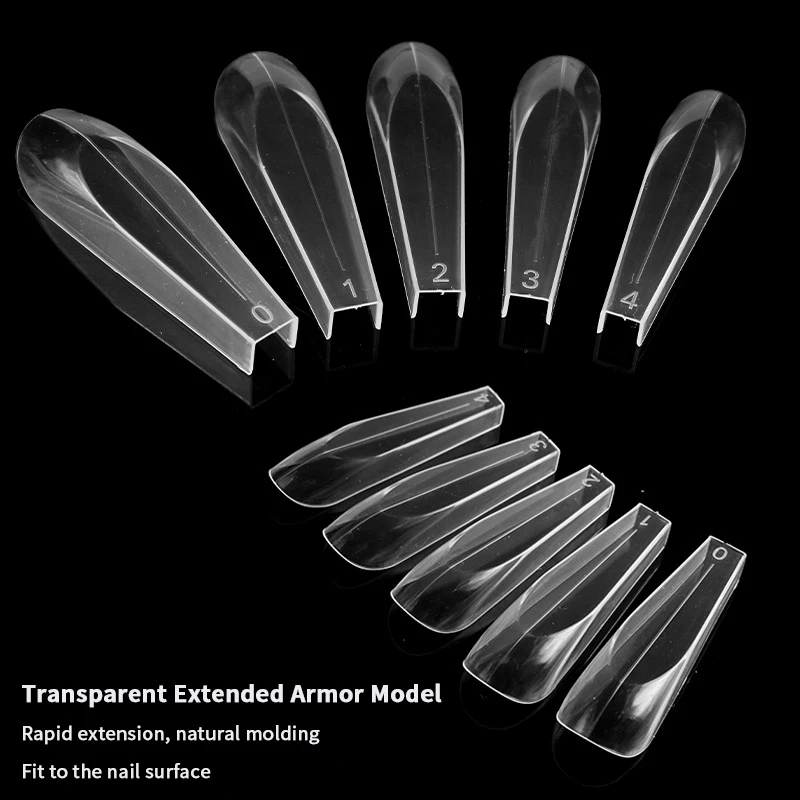 70 Uds uñas curvadas formas duales para extensión acrílico reutilizable molde de cobertura completa adecuado para Gel de uñas de polietileno