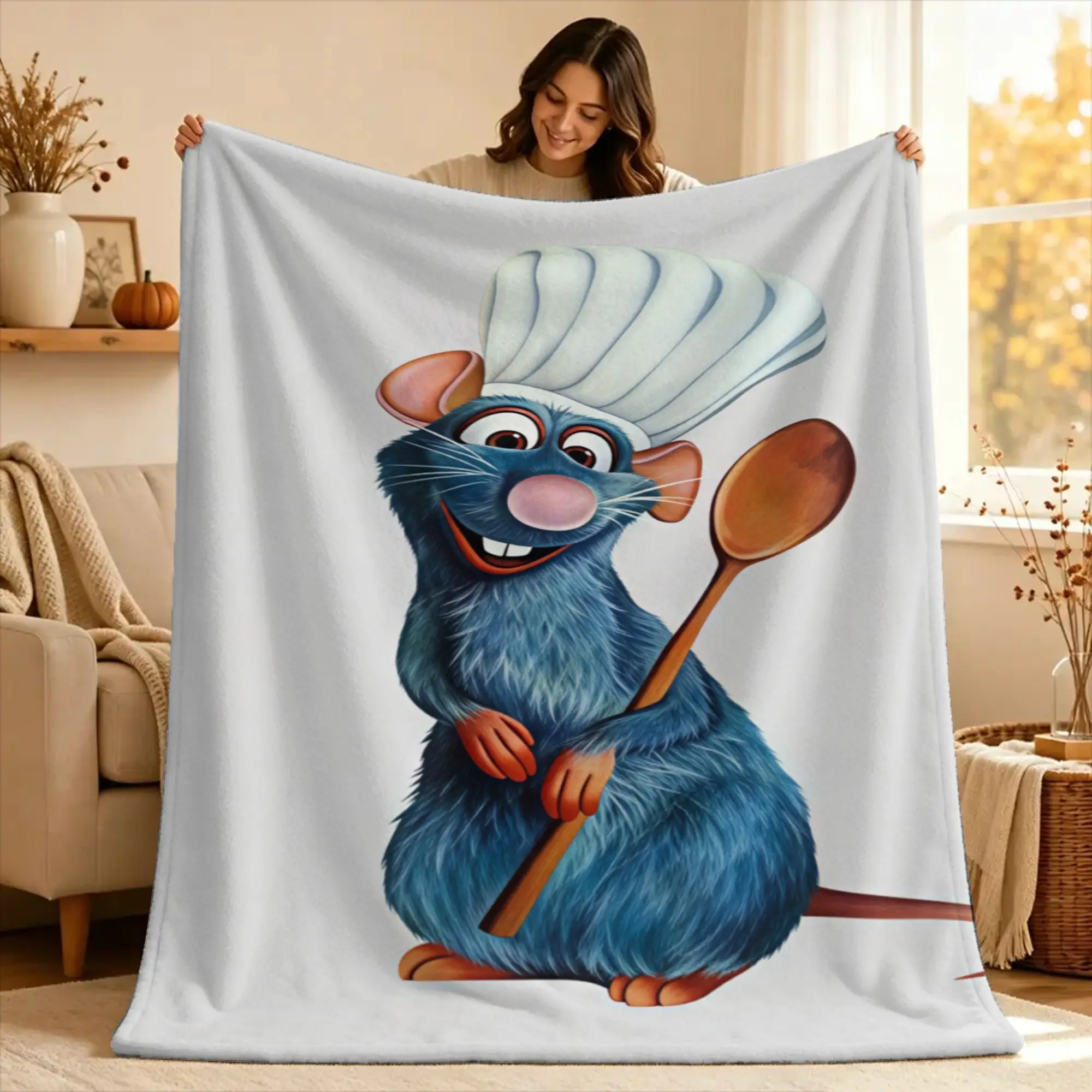 Ratatouille Blanket Anyone Can Cook  Camping Flannel Throw Blanket For Home Decor Warm Soft Custom Quality Bedspread Gift Idea