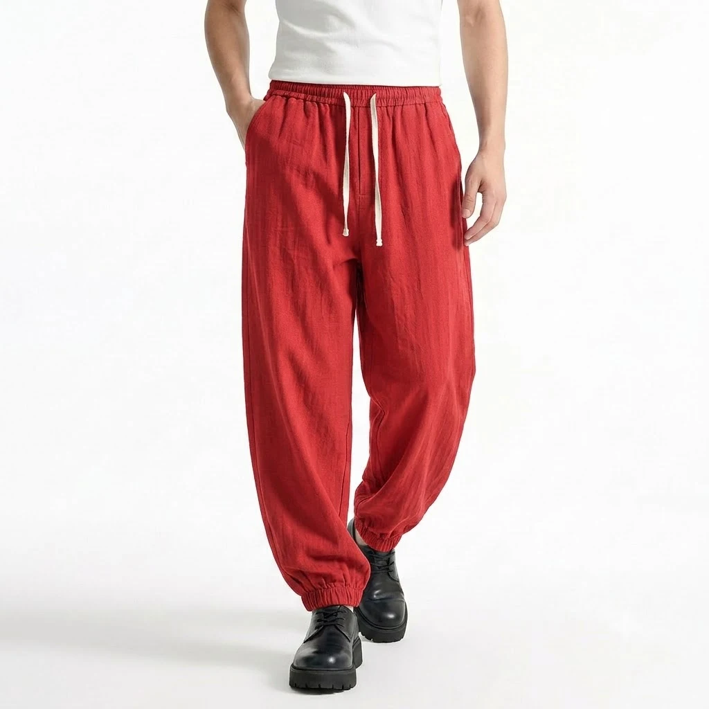 Mens Loose Drawstring Casual Trousers Baggy Harem Sweatpants Breathable Autumn Spring Fitness Gym Yoga Work Pants for Men