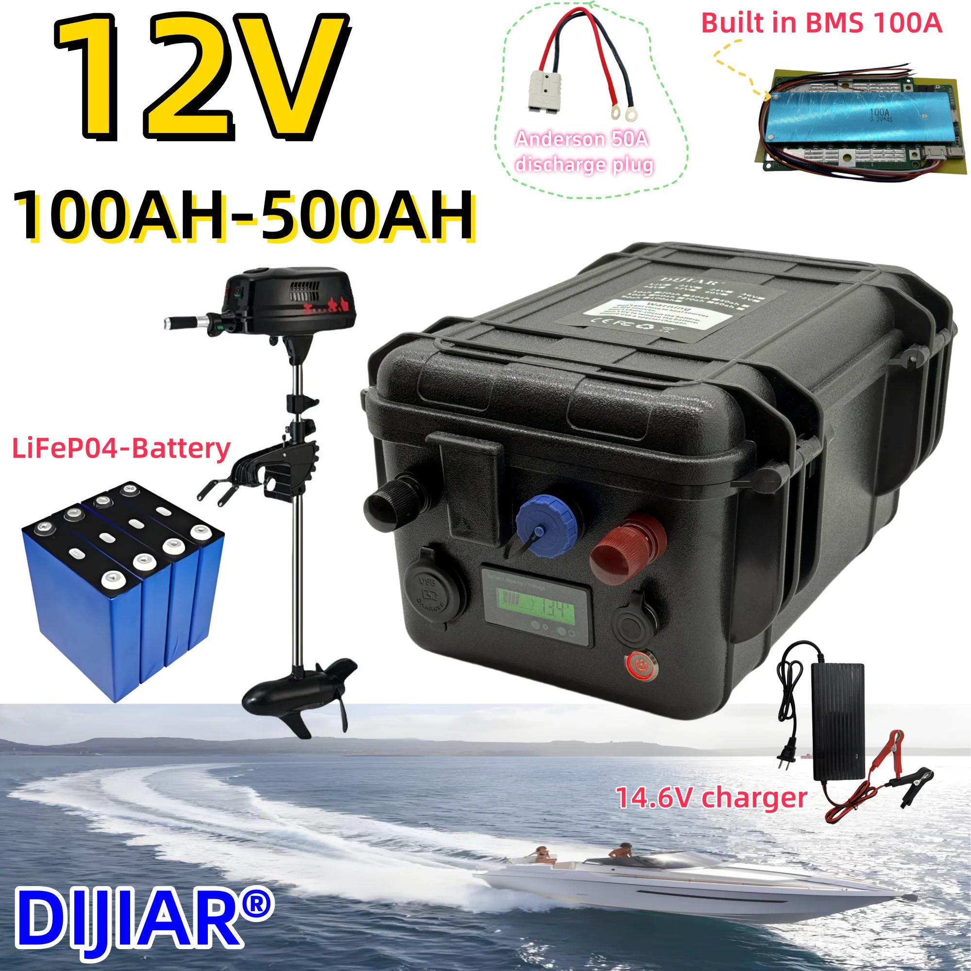 

Air fast transportation，Send within 24 hours，12V500AH，LiFePO4，built-in BMS lithium iron phosphate battery，6000 cycle life