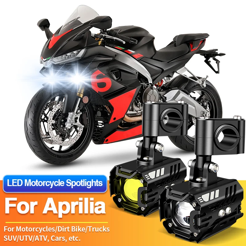 

2PCS LED Universal Motorcycles Headlight White Yellow Fog Light UTV Truck ATV Car for Aprilia RS660/RSV4 1100/Factory/Tuareg 660