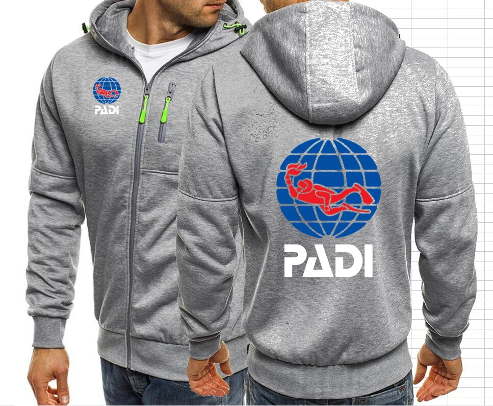 Scuba Driver Padi Men Jackets Hoodies Coats Hooded Sweatshirt Men Zip-up Hoodies Jacket Hooded Sweatshirt Outwear Streetwear