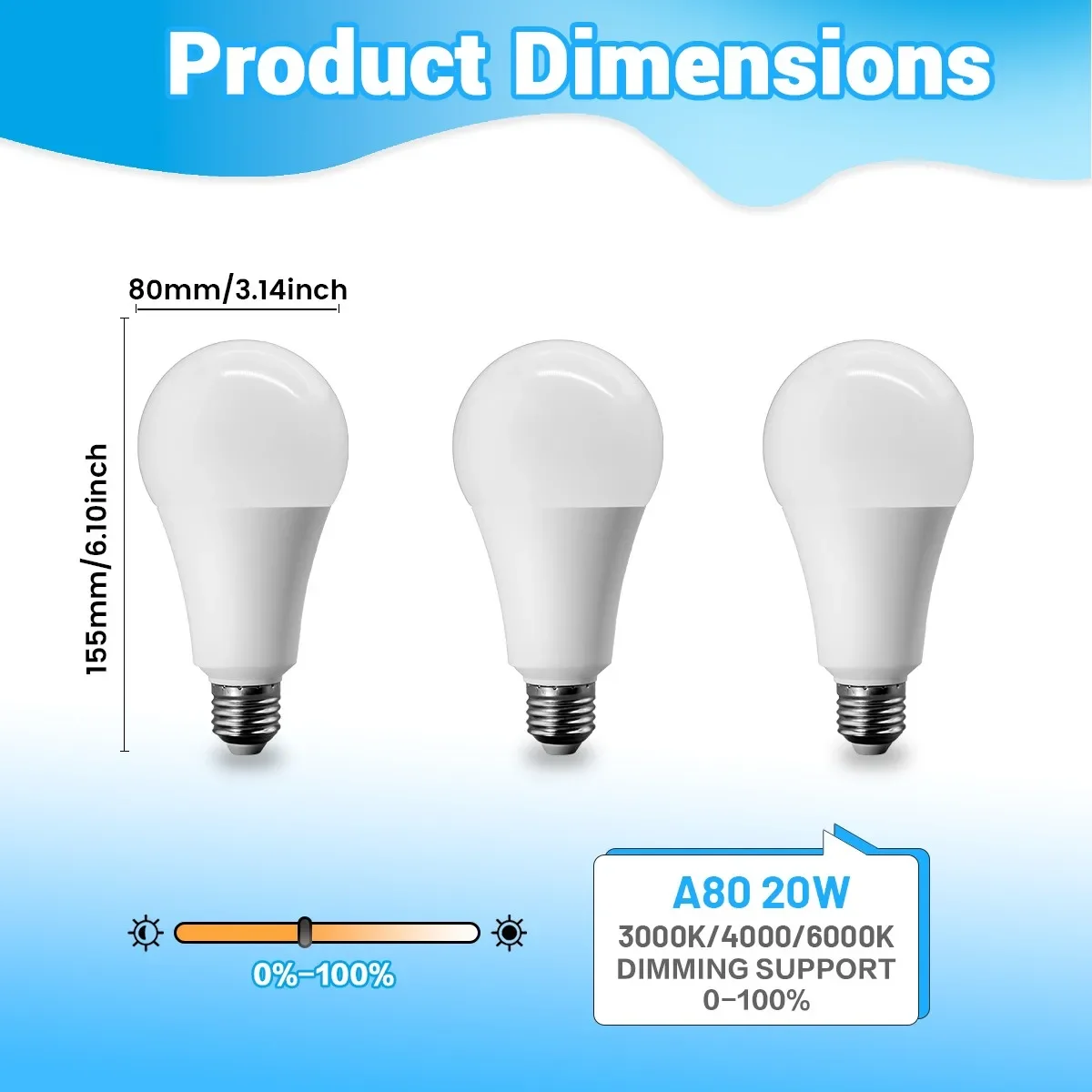 1-10 قطعة E27 يعتم LED لمبة مصابيح هايت الطاقة 20 واط 1600LM لمبات 3000 كيلو 4000 كيلو 6000 كيلو الإضاءة الطبيعية لا ضوء وميض للمنزل #2