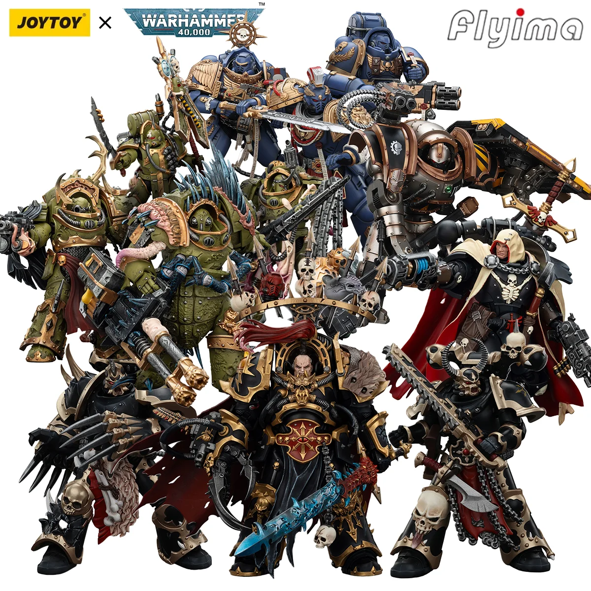 [Pre-encomenda] JOYTOY Warhammer 40K 1/18 figura de acción Abaddon el despoiler y la guardia muerta 3 uds y armadura Primus de reliquia pesada modelo 3 uds