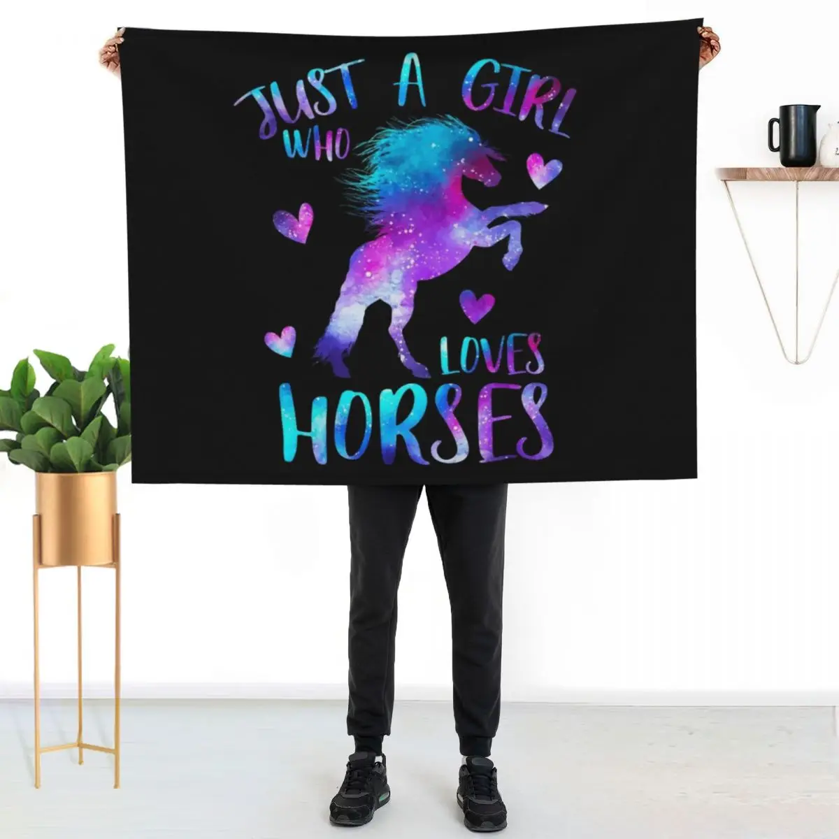 

Just a girl who loves Horses Throw Blanket Soft Comfort Blanket for Reading Watching TV