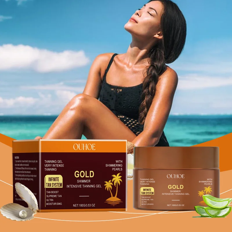 

Shimmer Tanning Gel - Golden Bronzing Lotion For Beach Days, Hydrating Formula With Light Reflective Particles, Non-Greasy