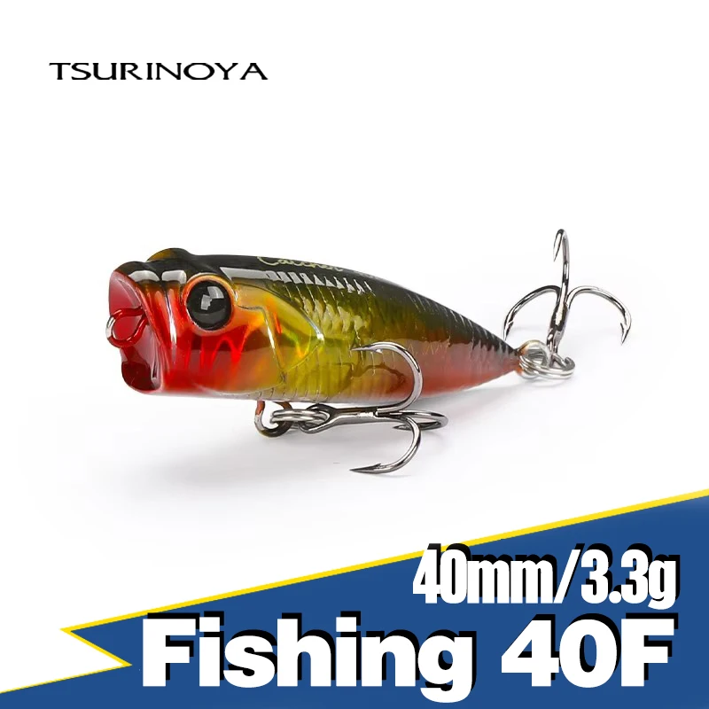 TSURINOYA Oberfläche Popper Angeln Köder CATCHER 40F 40mm 3,3g Topwater Gefälschte Fisch Köder Für Forelle Bass Hecht künstliche Harte Köder