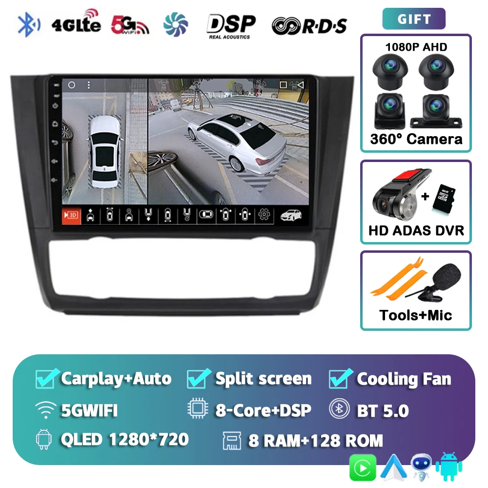 Android 15 Voor BMW 1-Serie E88 E82 E81 E87 2004 - 2011 2K QLED Android Autoradio multimedia Video Player GPS stereo CarPlay 4G - afbeelding 1