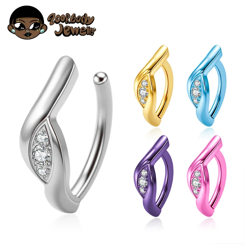 

ZOOR ASTM F136 TItanium Curve Essence Sparkle Curved Bar Belly Piercing 14G Hinged Clicker Sexy Navel Barbell rings 2026 New