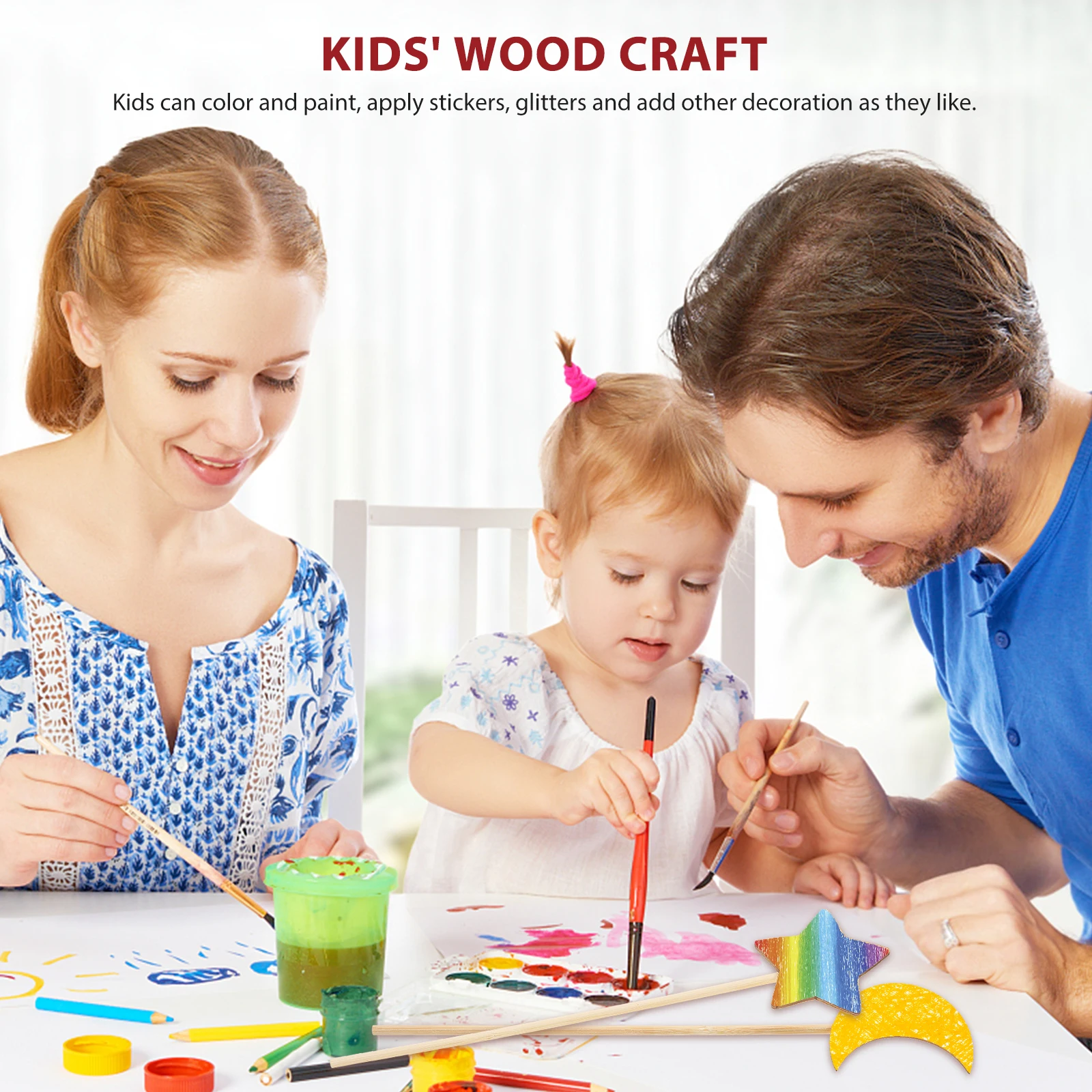 

8 Pcs DIY Wooden Crafts for Kids Girls Star Festival Cosplay Safe Creativity Exercise