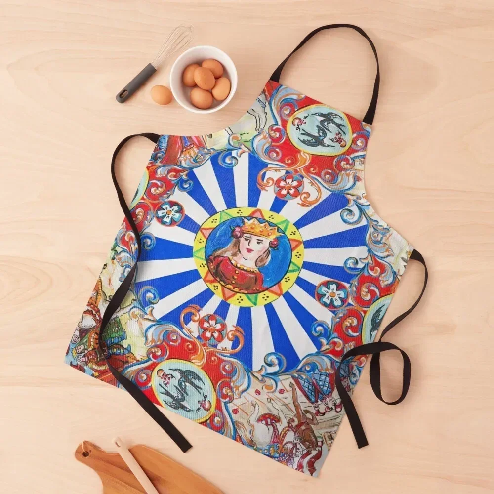 

Sicilian Art Apron kitchen girl useful gadgets for home For Girl Chef Uniform Woman Apron