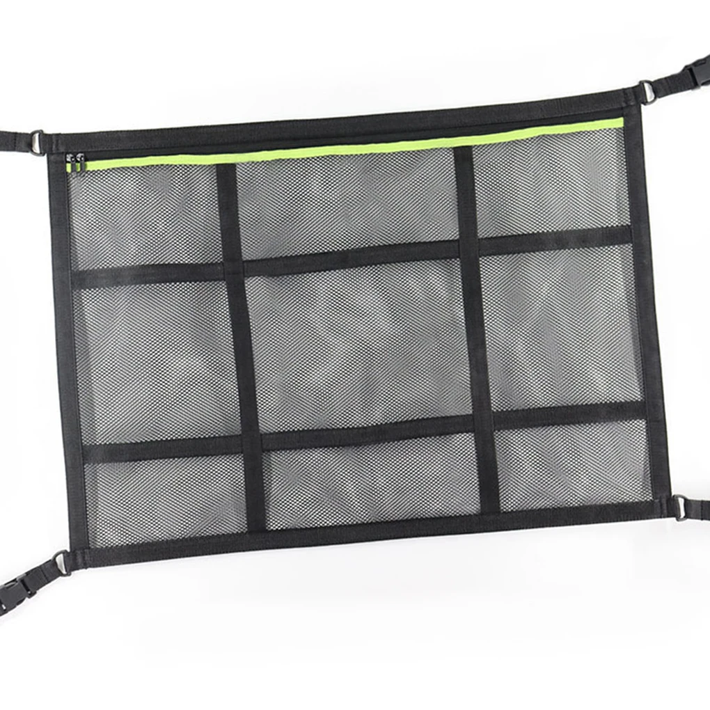 

Car Roof Storage Net 2 Layer Zipper Clothes Organizer Auto Quilt Mesh Bag for Toys Sundries, Orange