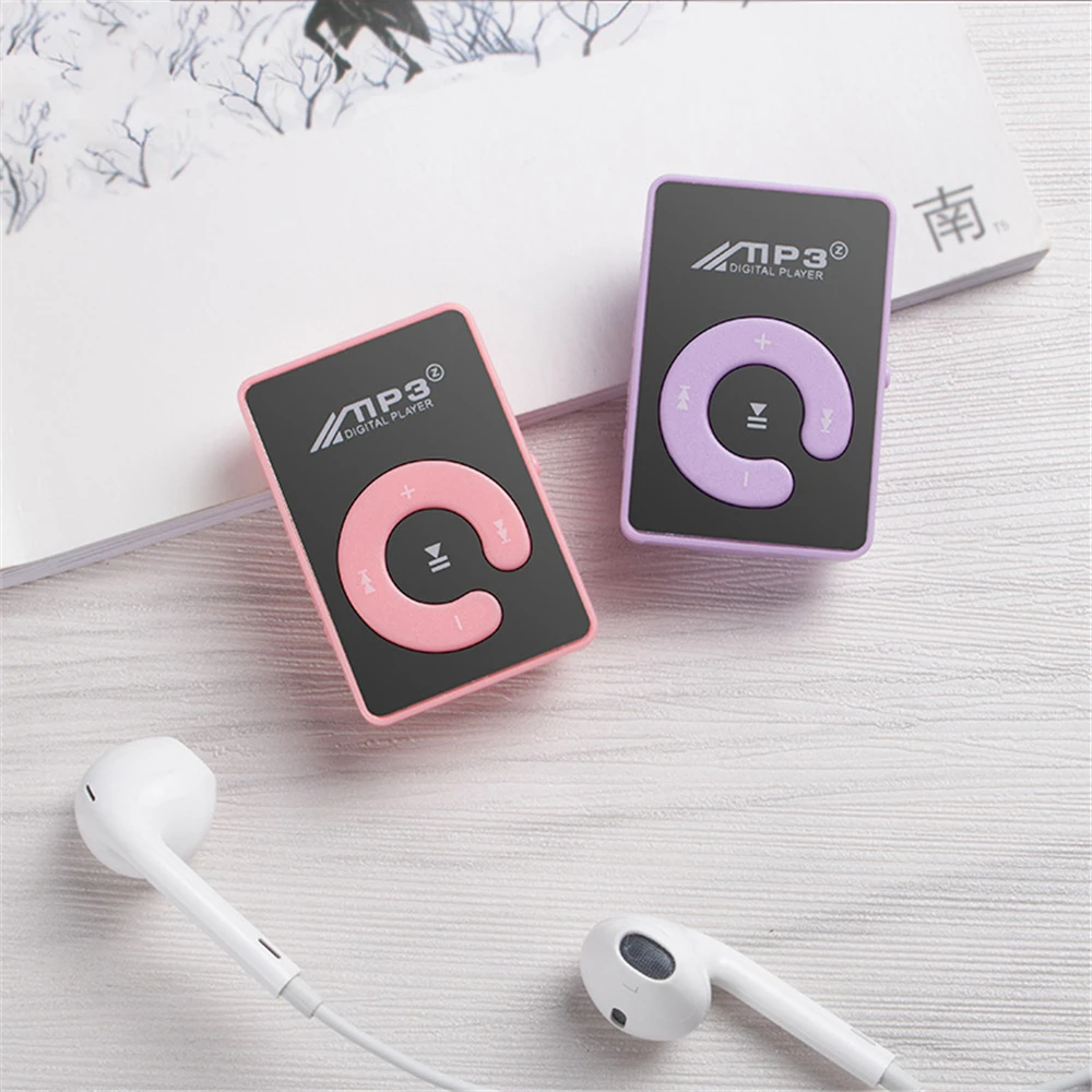 Mini Reprodutor MP3 com Espelho e Botão C, Suporta Cartão TF de 16GB, Walkman Portátil para Estudantes