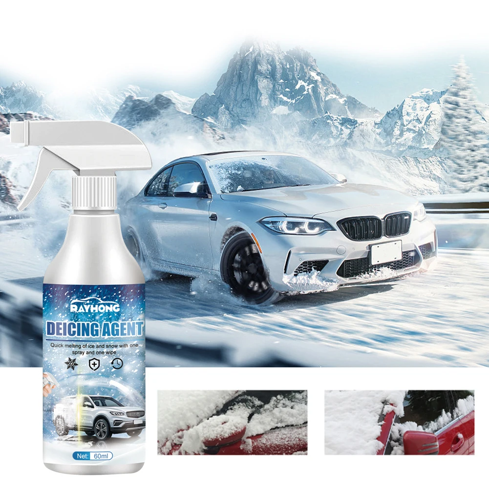 Snow Melting Defrost Liquid 60ML Defrosting Anti Frost Spray Instantly Melts Ice Road Anti Slip for Car Windshield Window Mirror