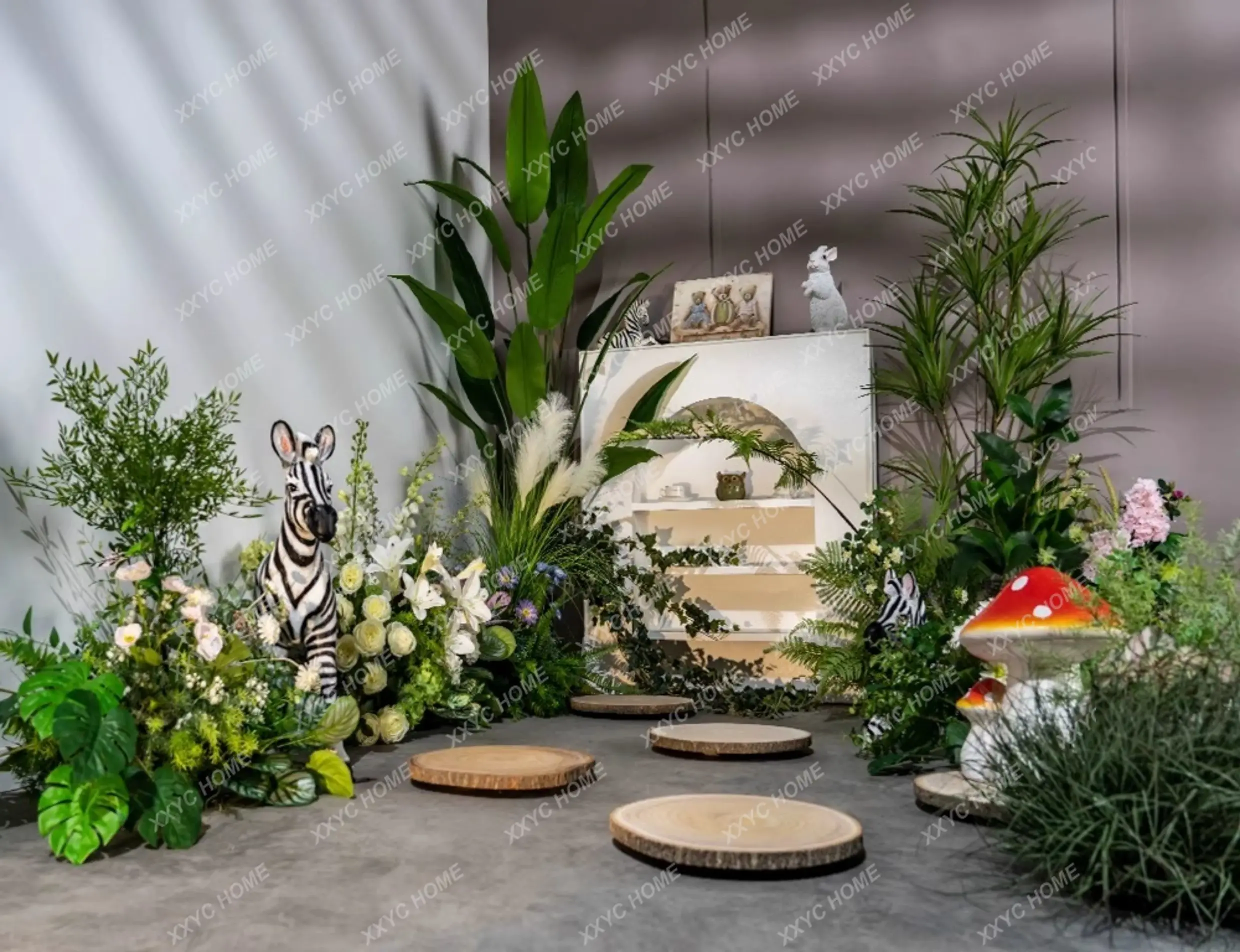 

LArtificial flower art fake tree green plant fake flower landscaping indoor stairwell outdoor decoration ornament