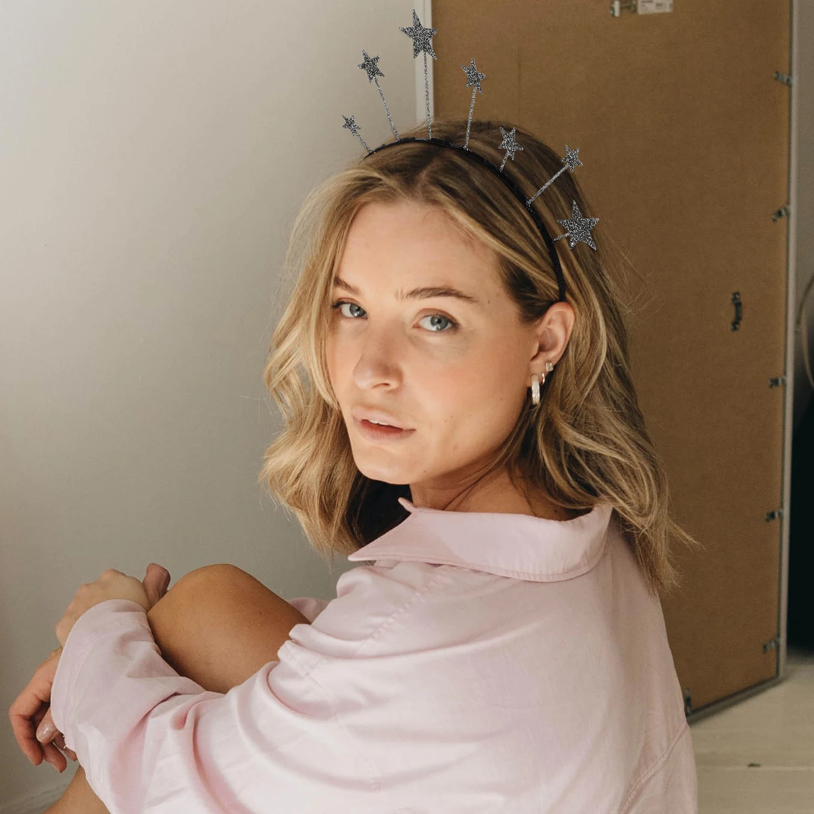 

3pcs Shiny Moon Star Headband Alloy Decorative Hair Hoops Party Headwear Birthday Valentine Stage