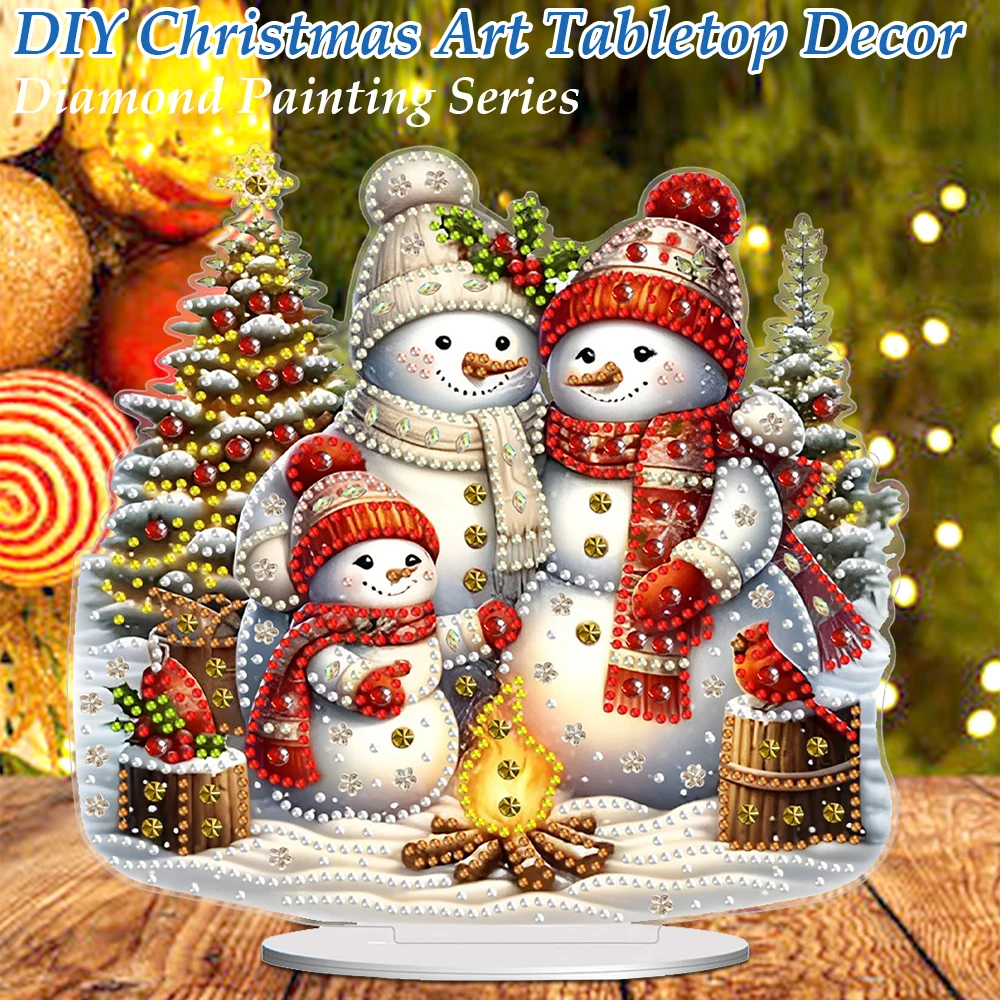 Acrylic Christmas Cardinal Table Top Diamond Painting Ornament Kits 5D DIY Diamond Art Tabletop Decorations for Adults Beginner