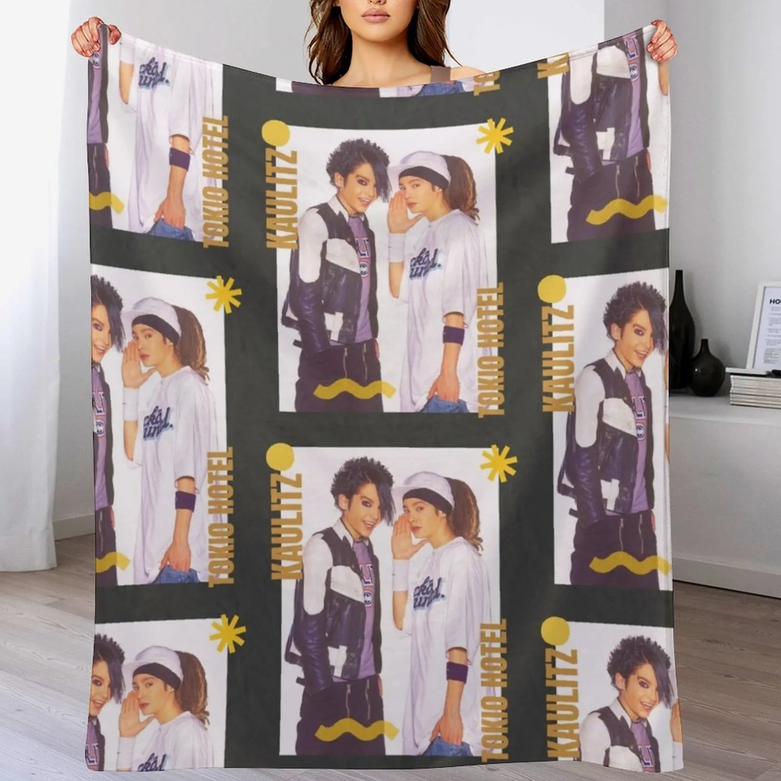 

Tom Kaulitz, Bill Kaulitz Throw Blanket Baby Cute Plaid Comforter Blankets