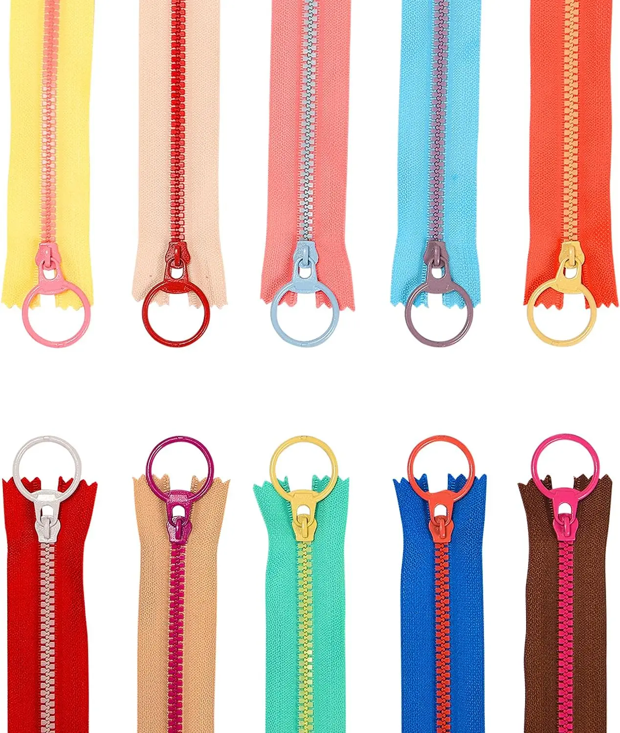 

20 Pcs Colorful Resin Zippers with Ring Pulls for DIY Sewing Crafts 6 Inch