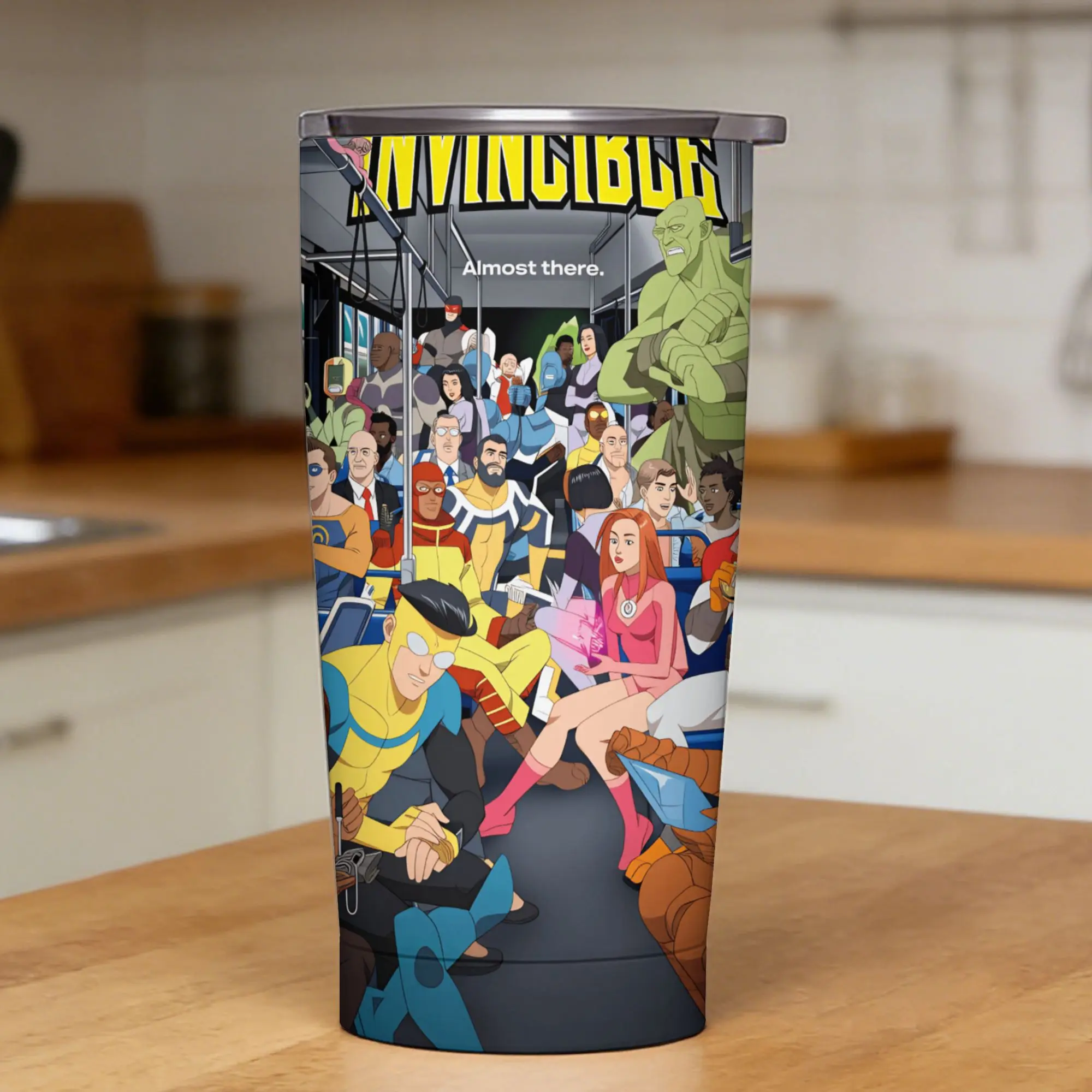 Comic I-Invincible Hero Tumbler  Leakproof Hot Drinks Water Bottle Stainless Steel Camping Thermal Mug,