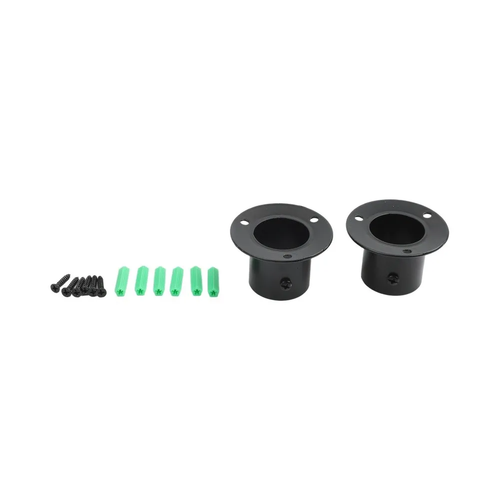 Curtain Rod Flange Bracket Black for Wall Mounted Wardrobe Rods and Closet Hanging Rods 19/22/25/32mm Inner Diameter