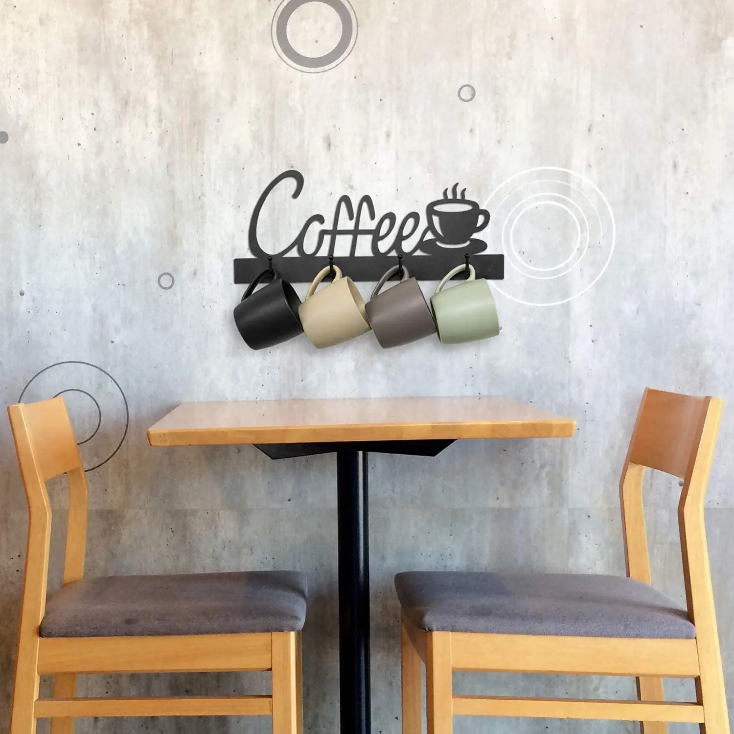 Coffee Mug Holder Wall Mounted,Coffee Bar Decor Sign,Coffee Cup Rack Holds,Coffee Sign Mug Hanger,Coffee Mug Rack