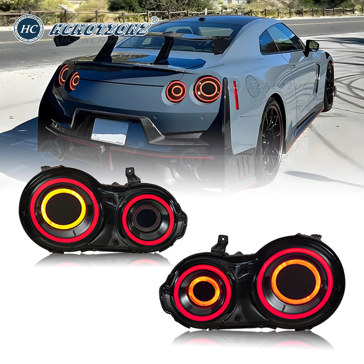 HCMOTIONZ Tail Lights for Nissan GTR 2007-2017 GT-R R35 Rear Lamps Assembly Lighting System LED Back Lamps DRL