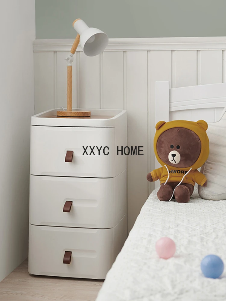 Nordic Bedside Table Simple Modern Small Apartment Ins Style Leather Bedroom Solid Wood Storage Multifunctional Cabinet