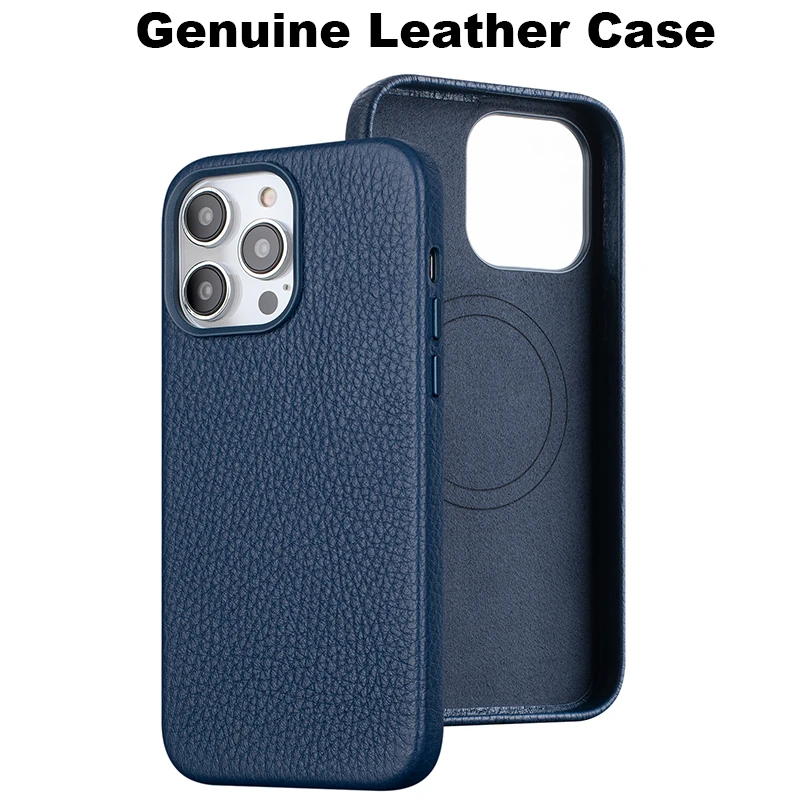 

Soft Genuine Leather for iPhone 15 14 Pro Max Case Leather Business for iPhone 13 Pro Max Magnetic Charging Back Cover