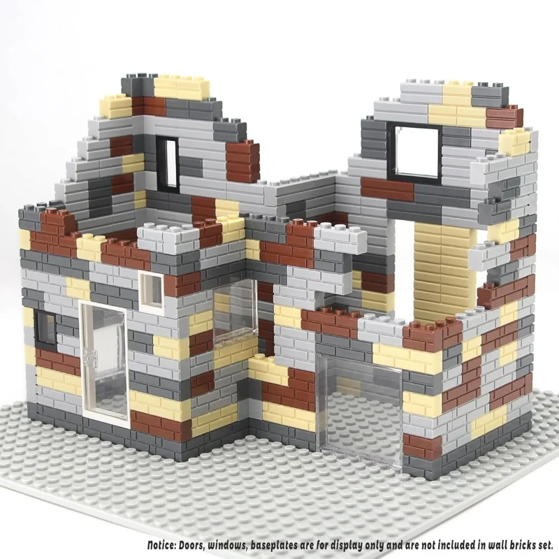 Blocs de construction MOC en briques à rayures aléatoires, 120 pièces, jouets, château de palais, figurines créatives, ville militaire, mur de maison, pièces de bricolage