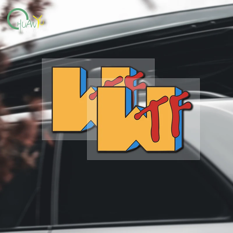 TLP Reflective Sticker WTF English Art Text What the Hell Retro MTV Style Flat Sticker Waterproof Decal