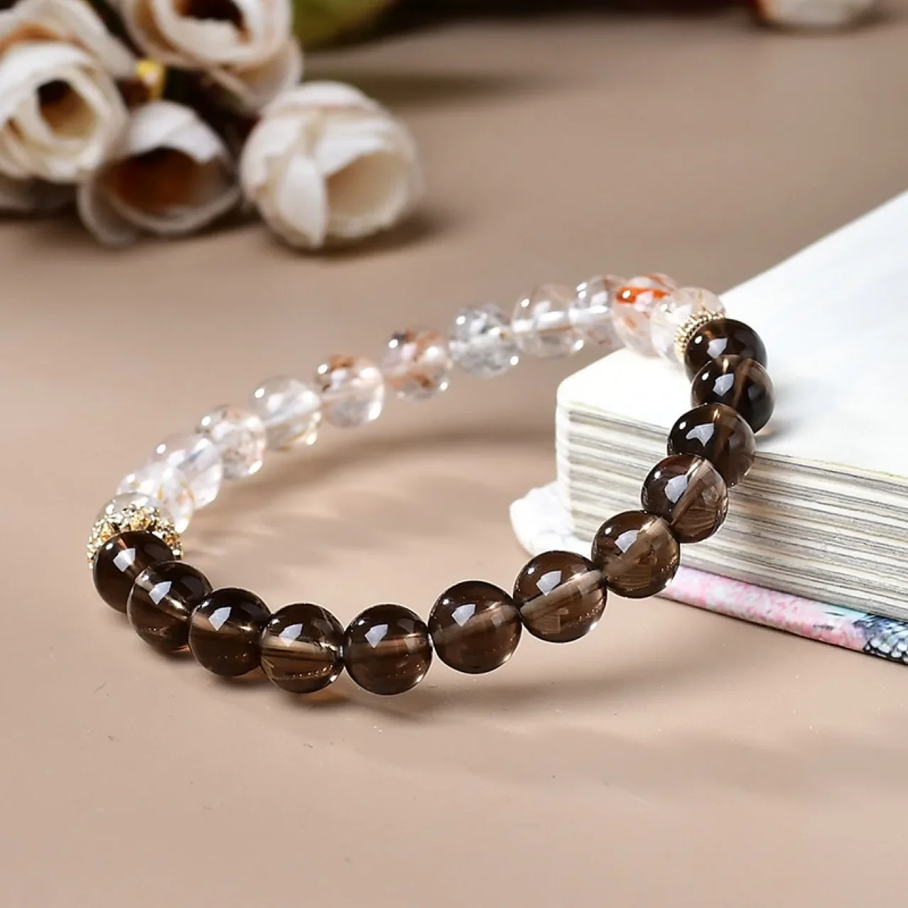 

Natural Black Gold Super Silver Obsidian Gold Hair Crystal Bracelet Fashion Light Luxury Men's and Women's Bracelet Jewelry