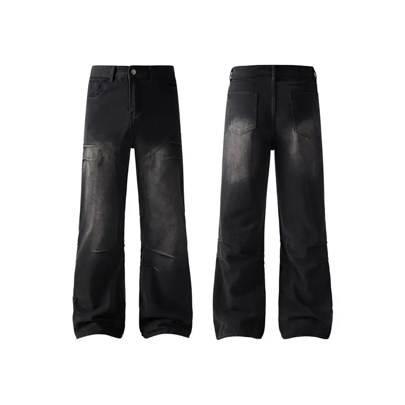 

Американские джинсы-клеш унисекс из денима, осенняя версия, с высокой талией, свободные, прямые, длиной в пол