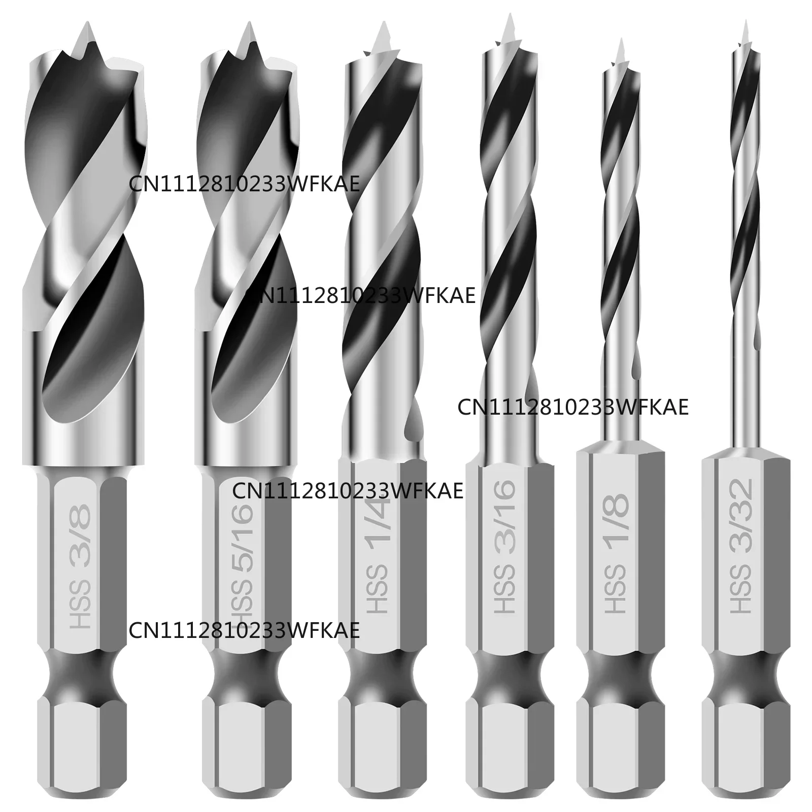 6Pcs Brad Point Drill Bit Set High Speed Steel Wood Drill Bit Set 1/4 Inch Hex Shank Sharp Twist Drill Bit Set Woodworking Tool