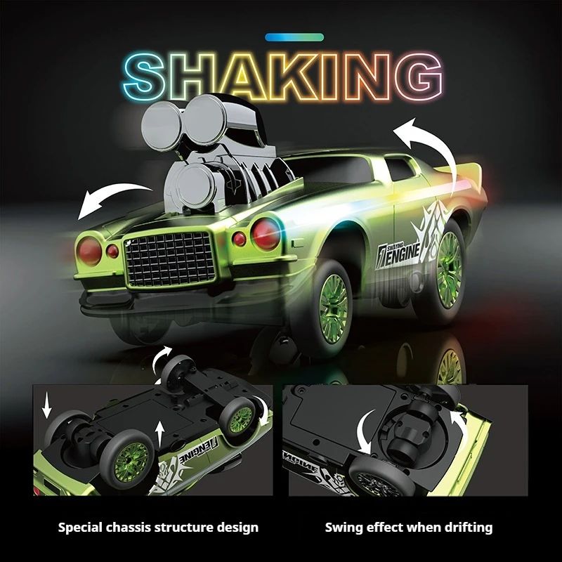 2024new Rc 1：16 Racing Remote Control Breathing Flashing Led Light Drift Tail-Swinging Stunt Car Children'S Electric Toy Gifts