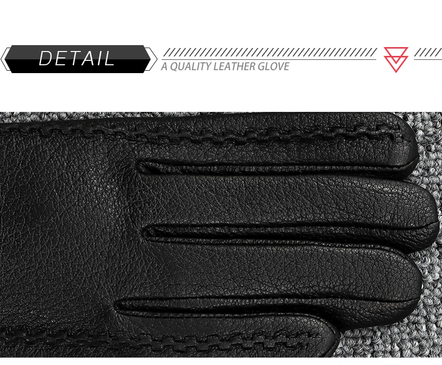New Women's Genuine Leather Winter Warm Women's Soft 70% Wool Lining Rivet Buckle High-Quality Connected Finger Gloves