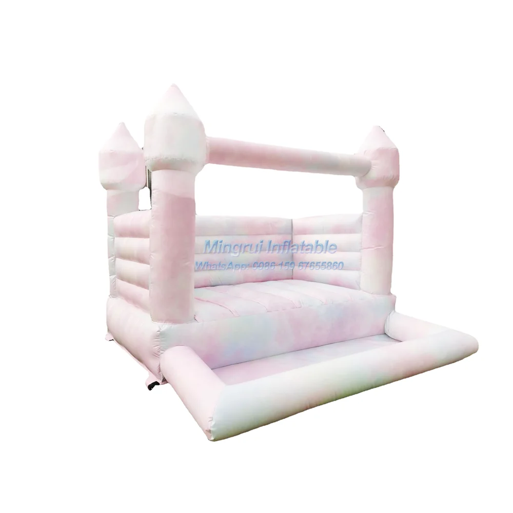 Inflatable Jumping Castle for Wedding Party, Popular Bounce House, White and Pink, Moon Walk, Princess Party and Rental